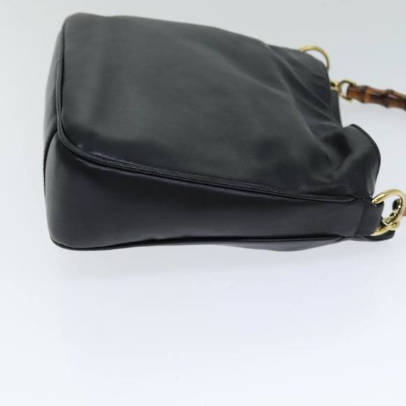 GUCCI Bamboo Hand Bag Leather 2way Black 001 1638 Auth 79644 - Picture 3 of 16